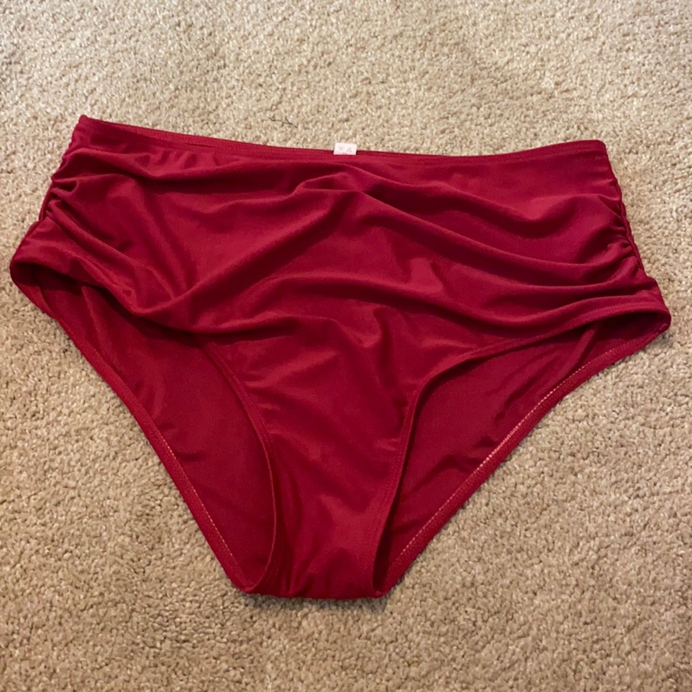 red high waisted bikini bottoms